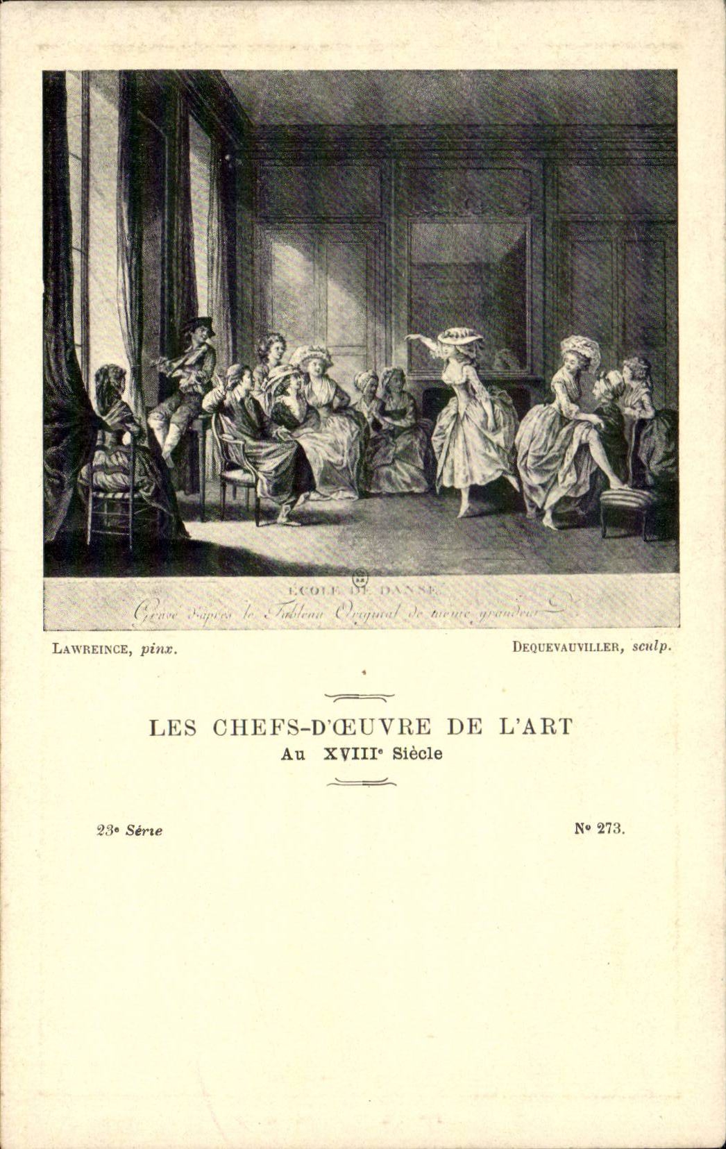 CPA Fantaisie Les chefs d'oeuvre de l'art du 18eme Ecole de danse Lawrence Dequevauviller