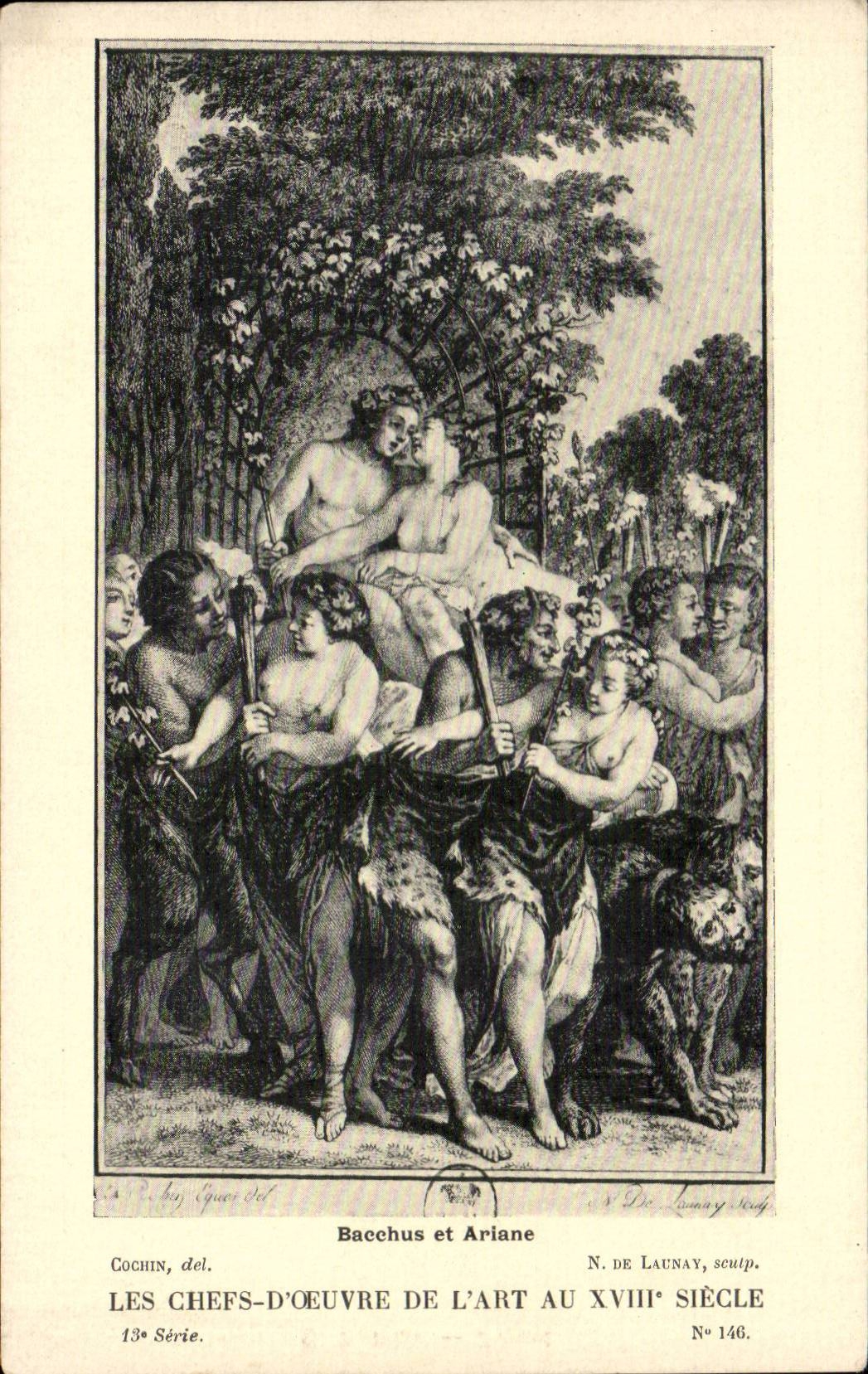 CPA Fantaisie Les chefs d'oeuvre de l'art du 18eme Bacchus et Ariane Cochin De launay