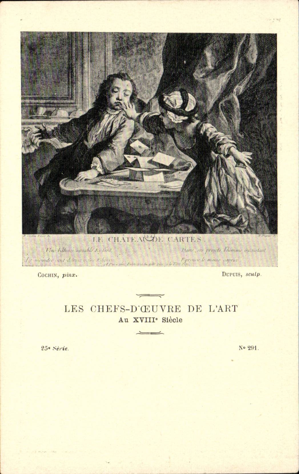 CPA Fantaisie Les chefs d'oeuvre de l'art du 18eme Le chateau de cartes Cochin Dupuis
