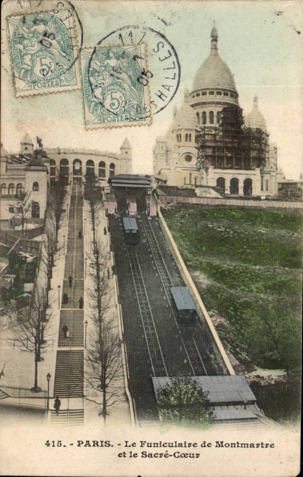 Paris CPA Funiculaire de Montmartre et le Sacre Coeur