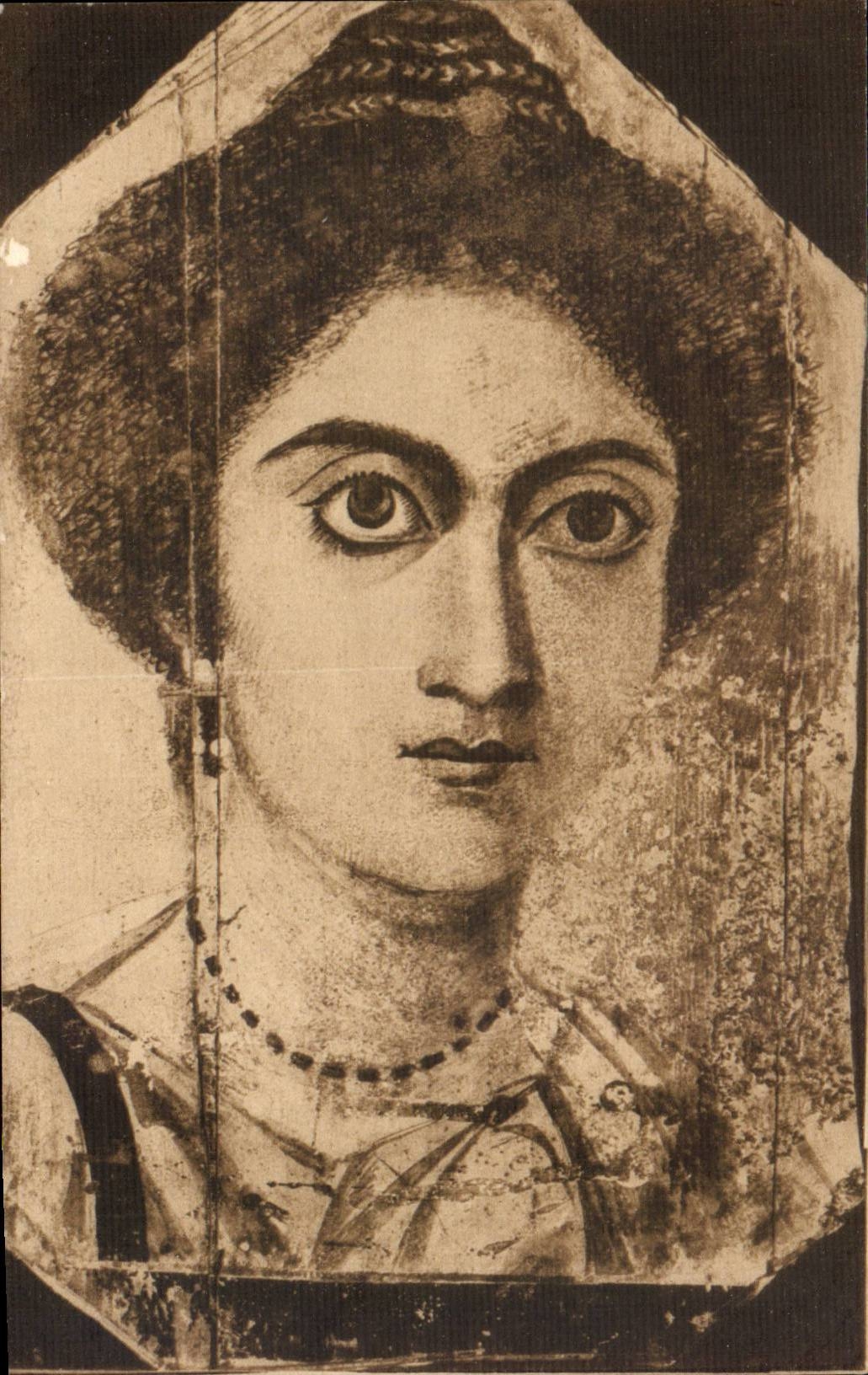 CPA Firenze Autore greco ritratto di una giovane dipinto su papiro