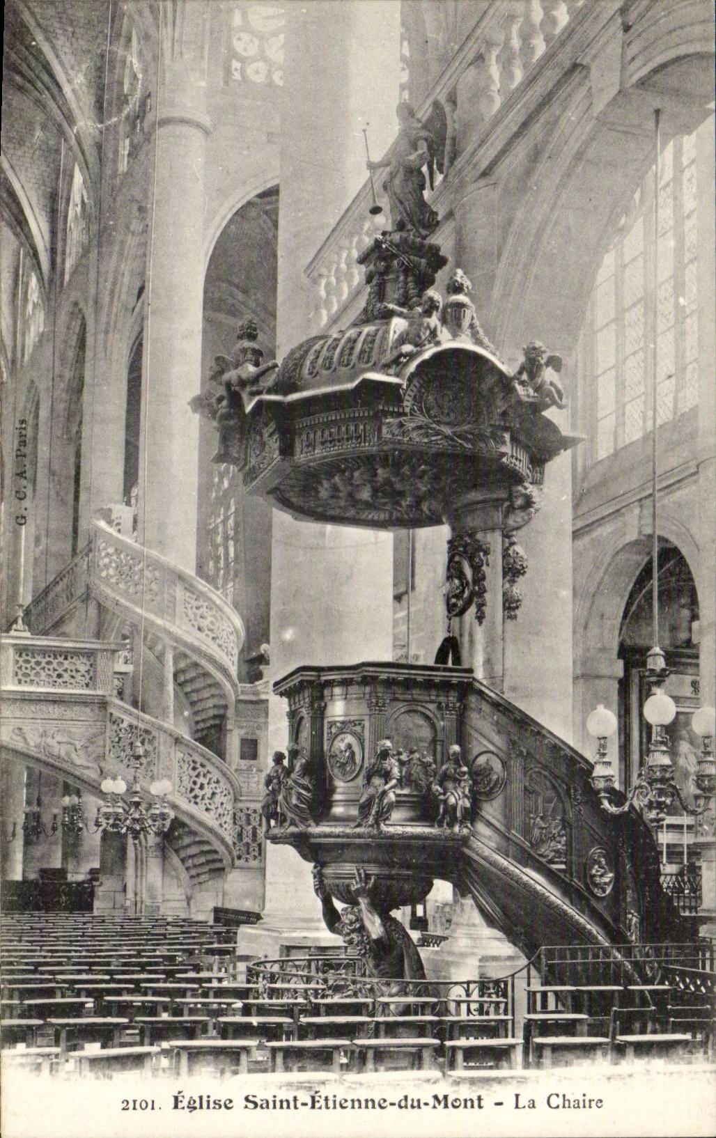 Paris CPA Church our St Etienne of the Mount the pulpit