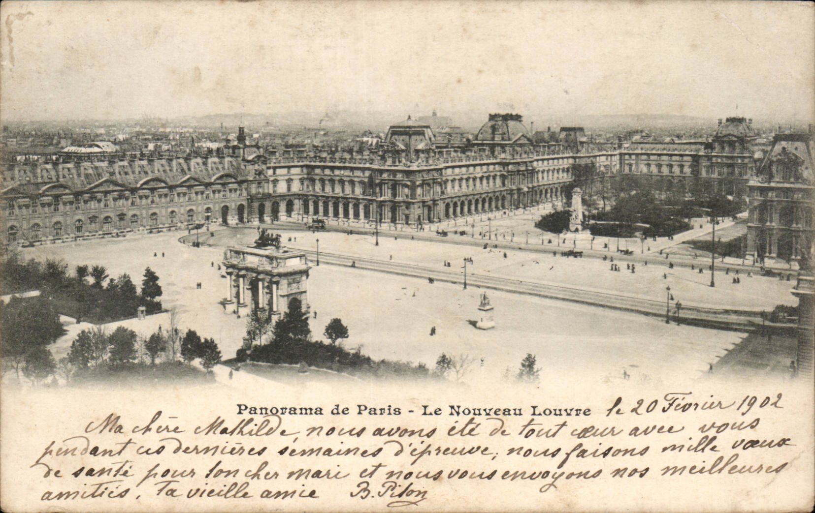 Paris CPA panorama Le nouveau Louvre