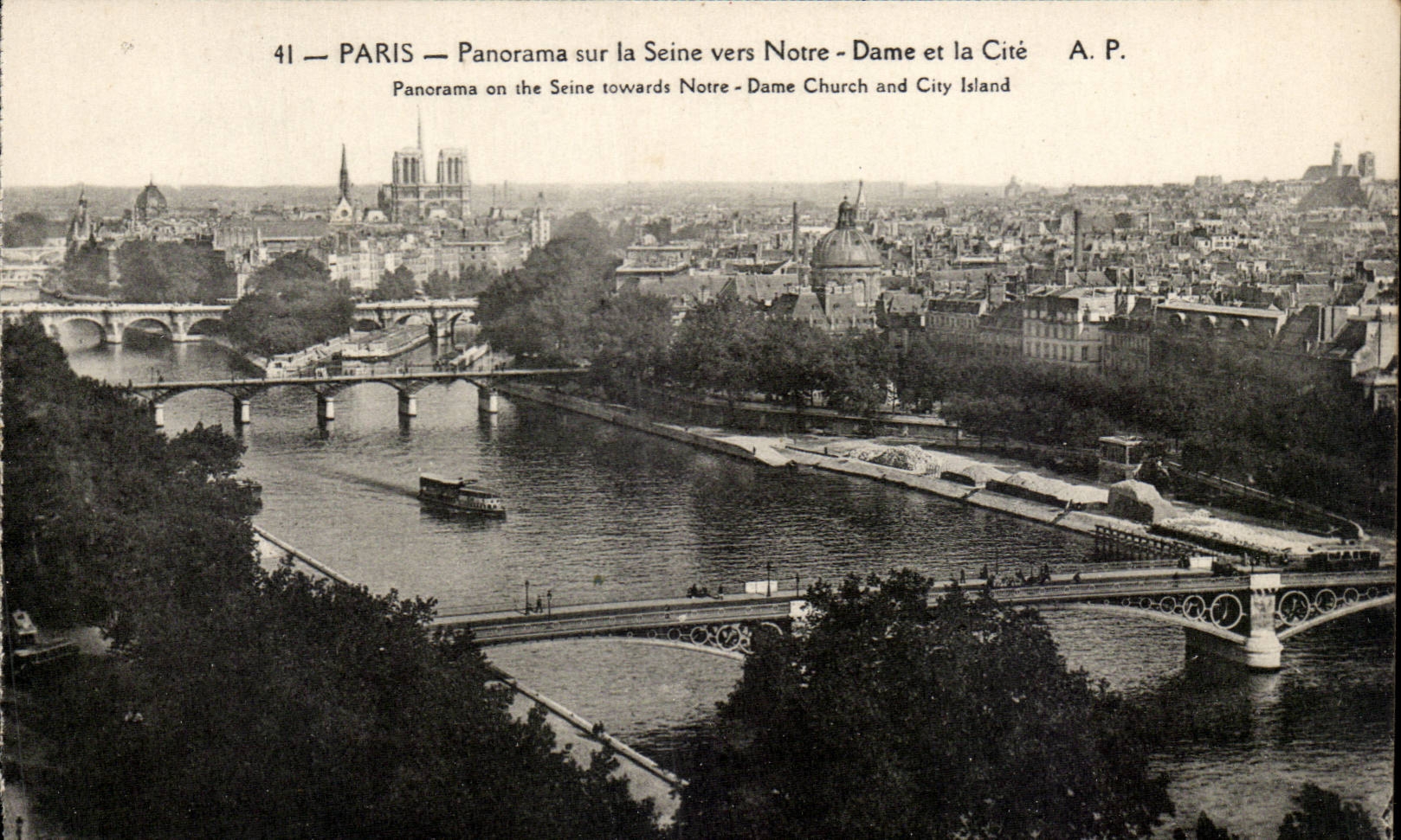 Paris CPA Panorama sur la SEine et la Cite