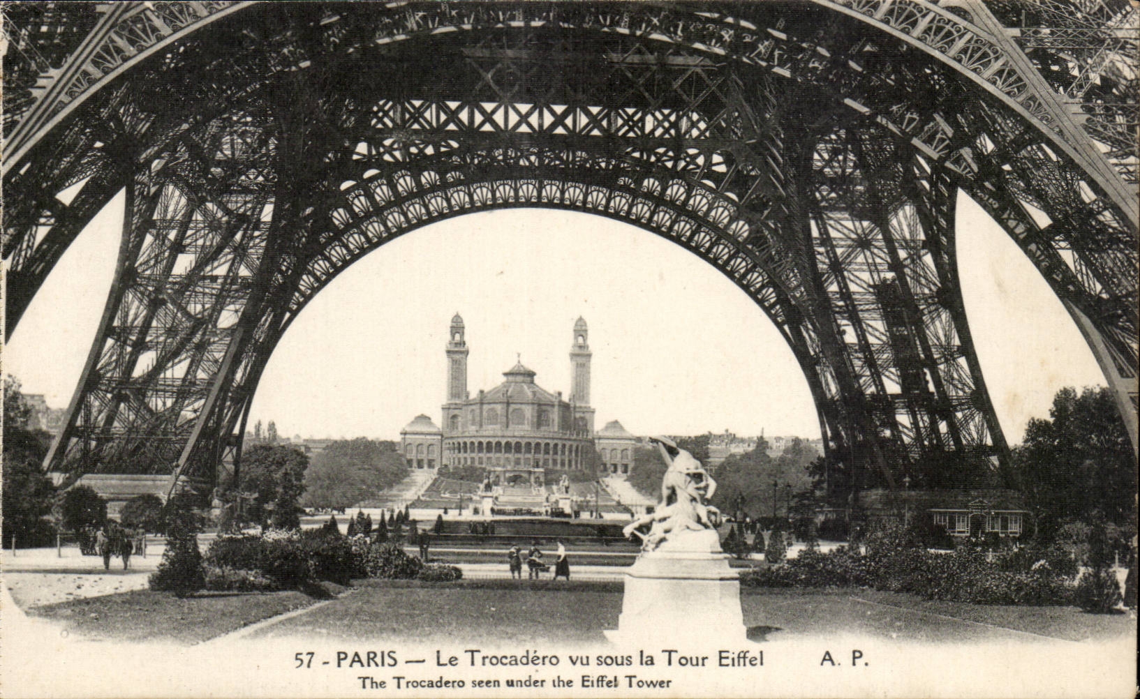 Paris CPA Trocadero seen under the Eiffel Tower