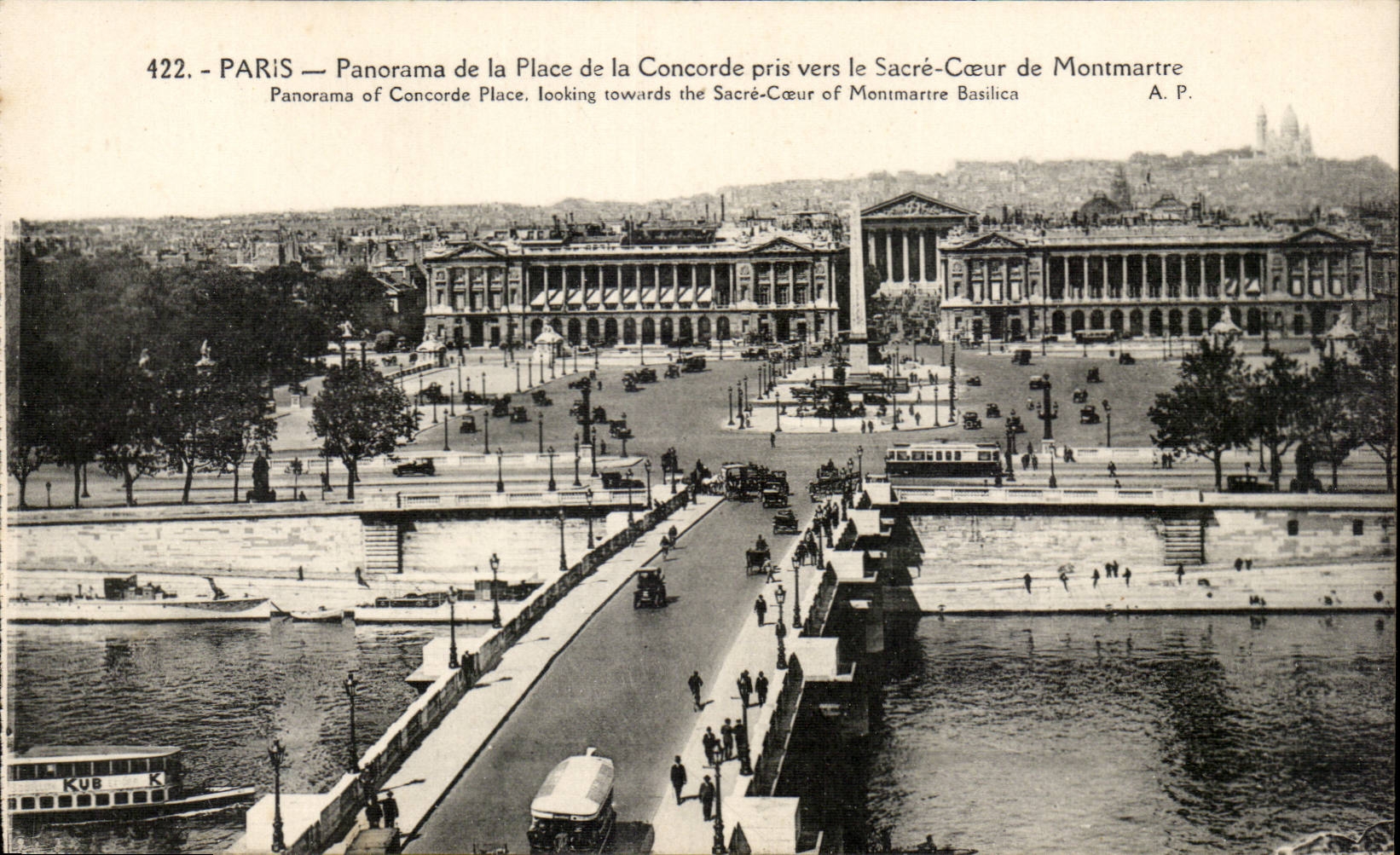 Paris CPA Panorama of the place of the Harmony taken towards the Sacring Heart of Montmartre