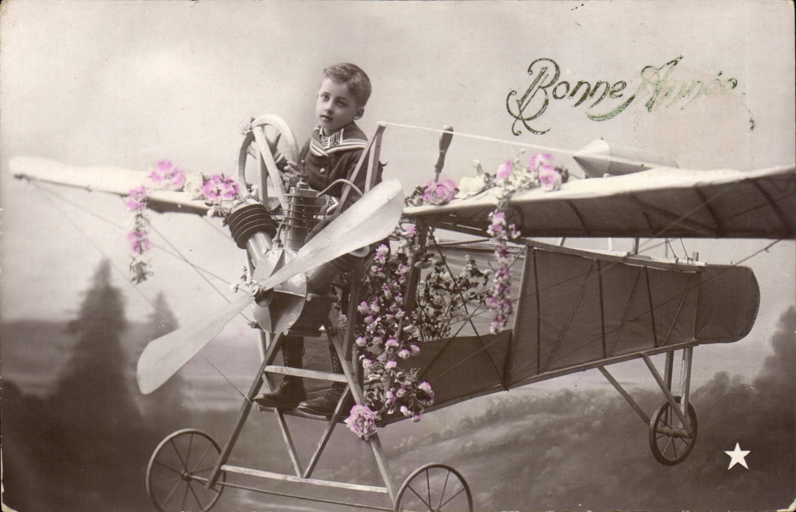 CPA Fantaiise Child Plane Airplane