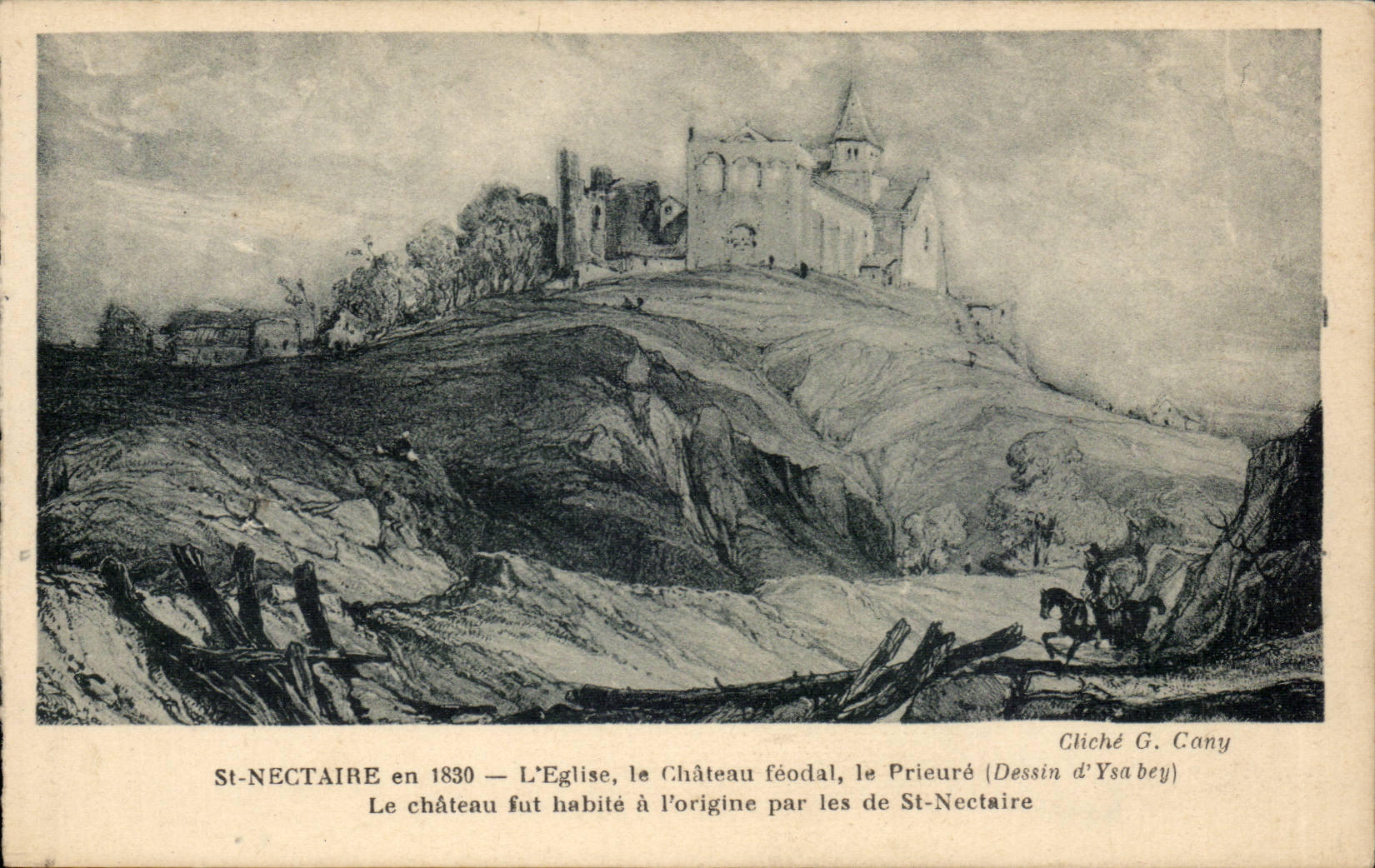 CPA St Nectaire en 1830 l'eglise le chateau feodal le prieure 