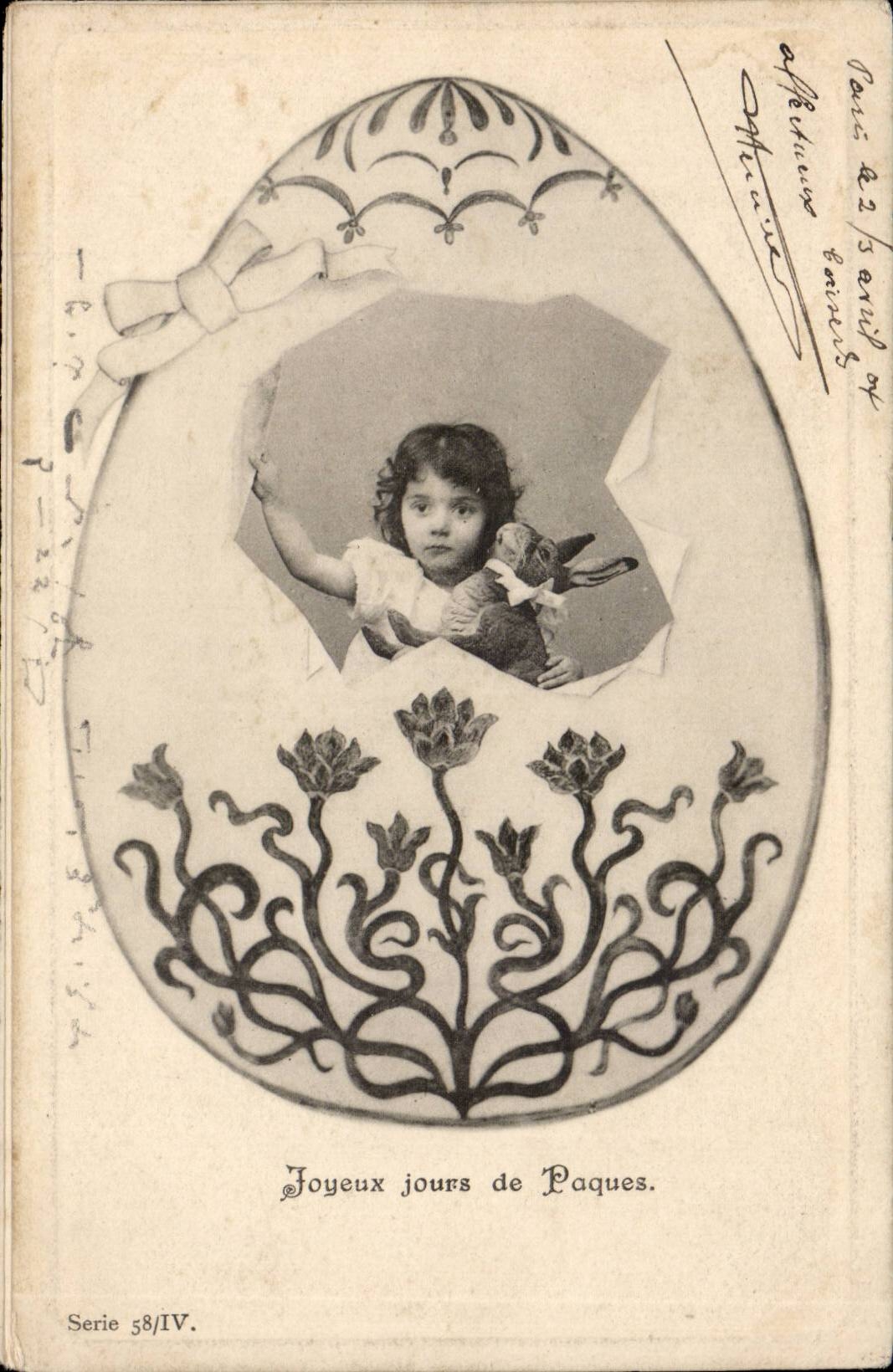 CPA Fantasy Child rabbit rabbit Easter Easter