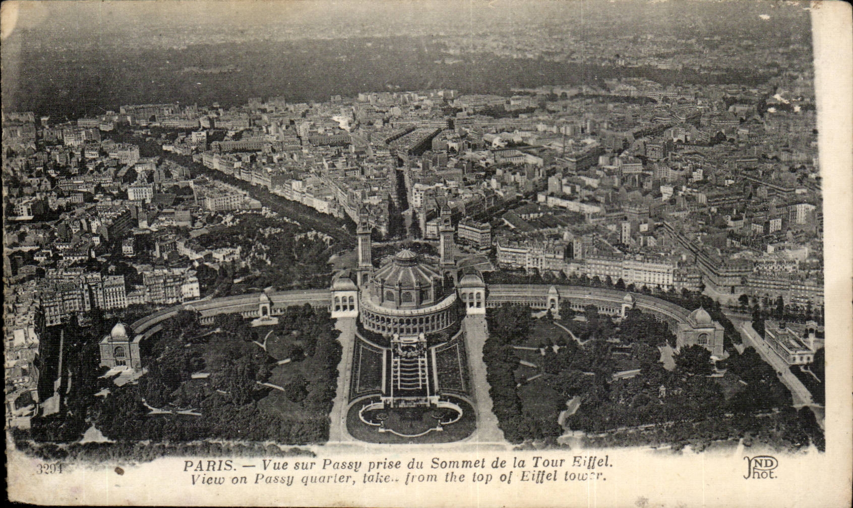 Paris CPA Seen on Passy taken of the top of the Eiffel Tower
