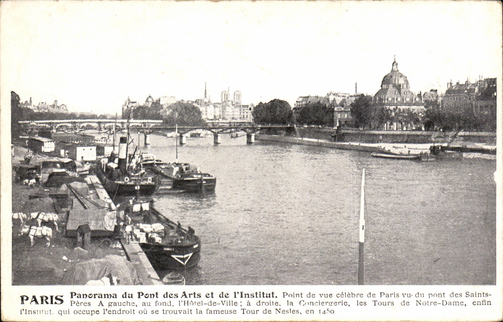 Paris CPA Panorama du pont des Arts et de l'institut