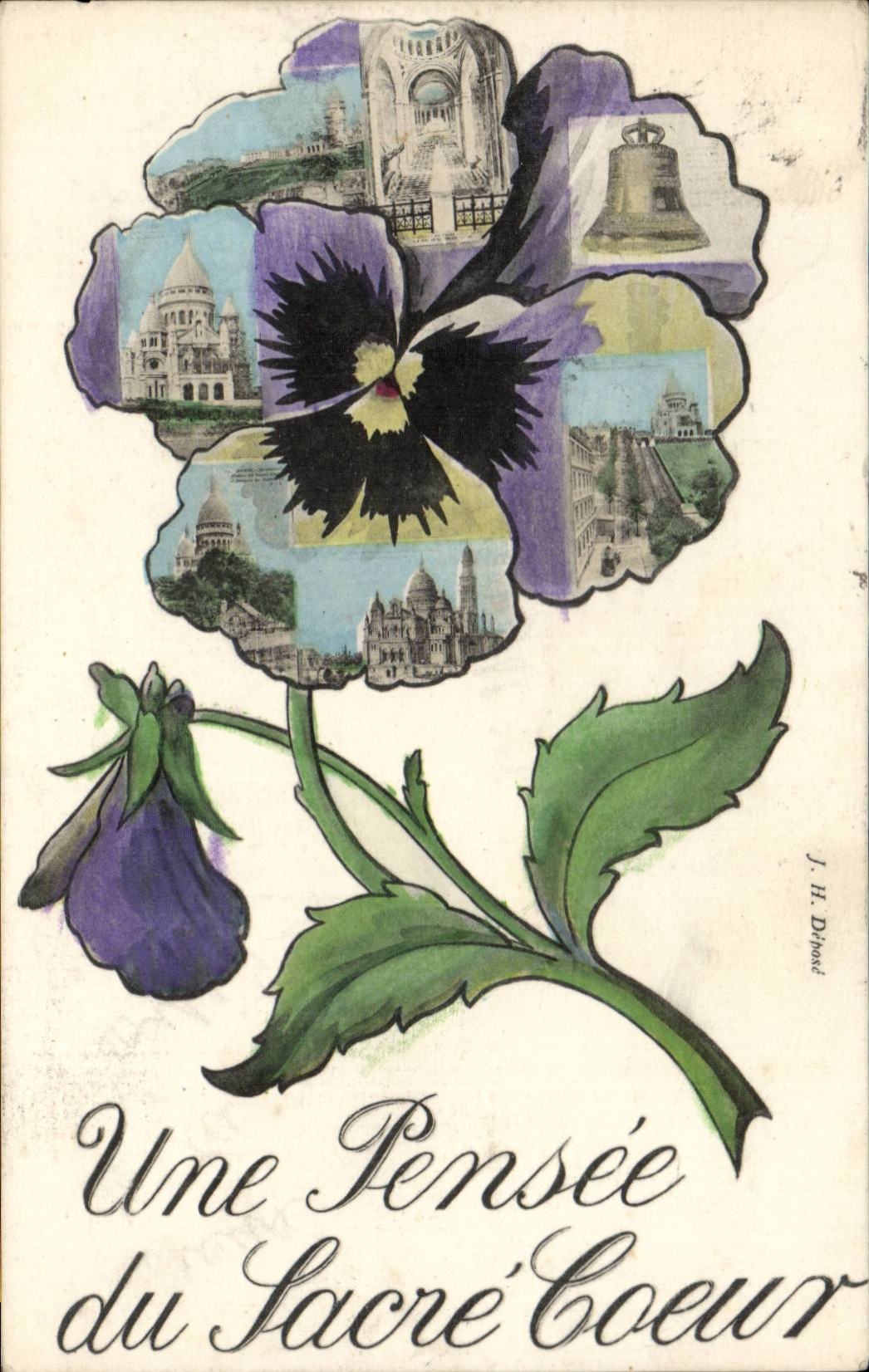 CPA Fantasy a thought of the Sacring Montmartre Heart