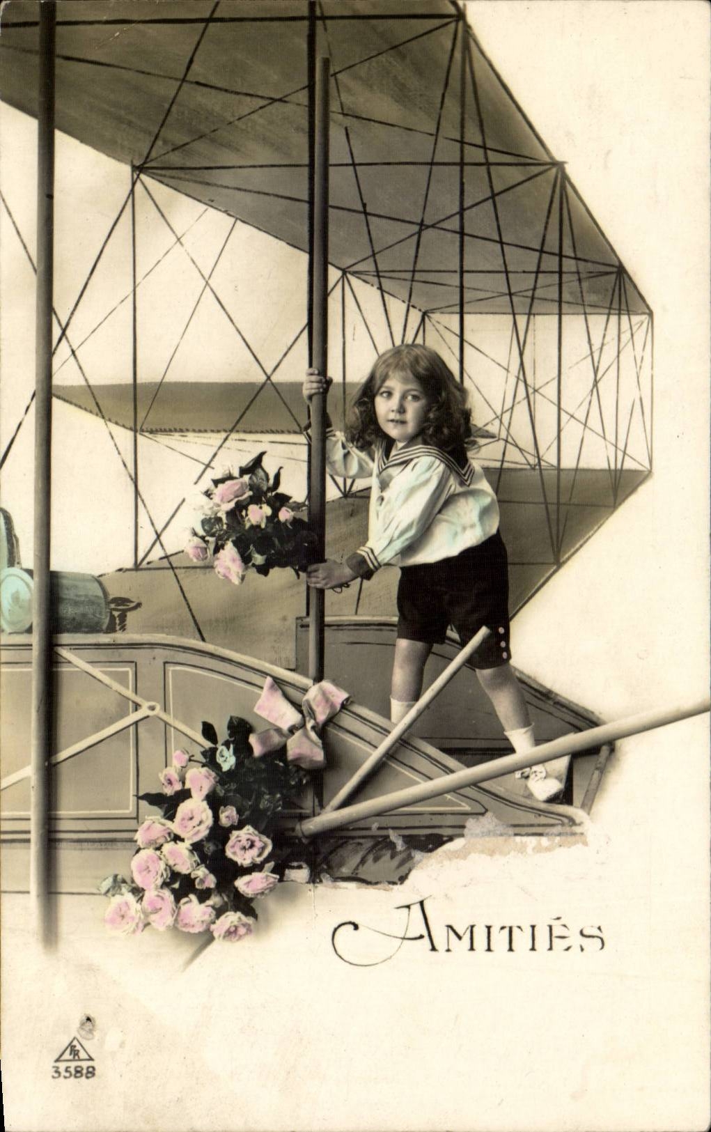 CPA Fantasy Child Plane Airplane