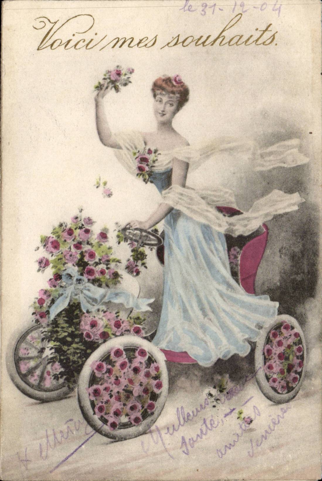 CPA Fantaisie Femme automobile
