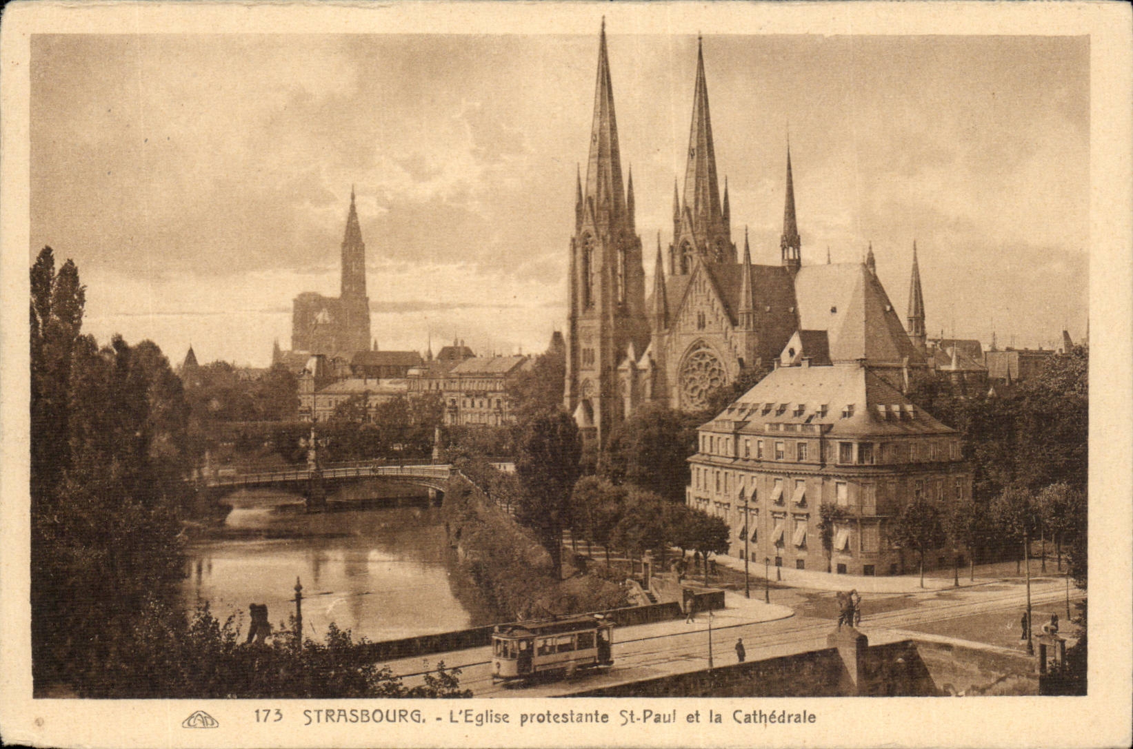 Strasbourg CPA Protestant Church St Paul and the cathedral