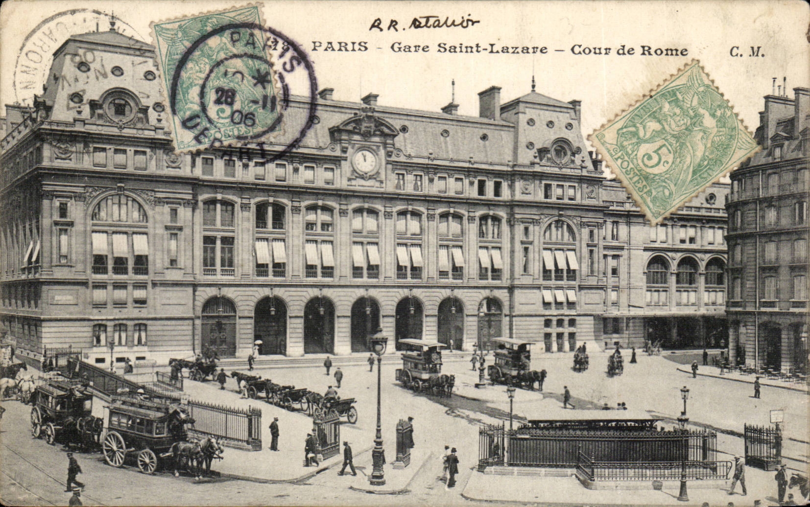Paris CPA Parks St Lazare and court of Rome