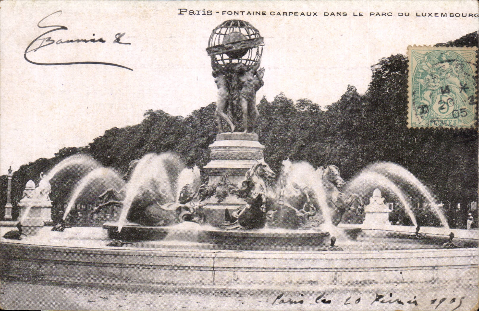 Paris CPA Carpeaux Fountain in the park of Luxembourg