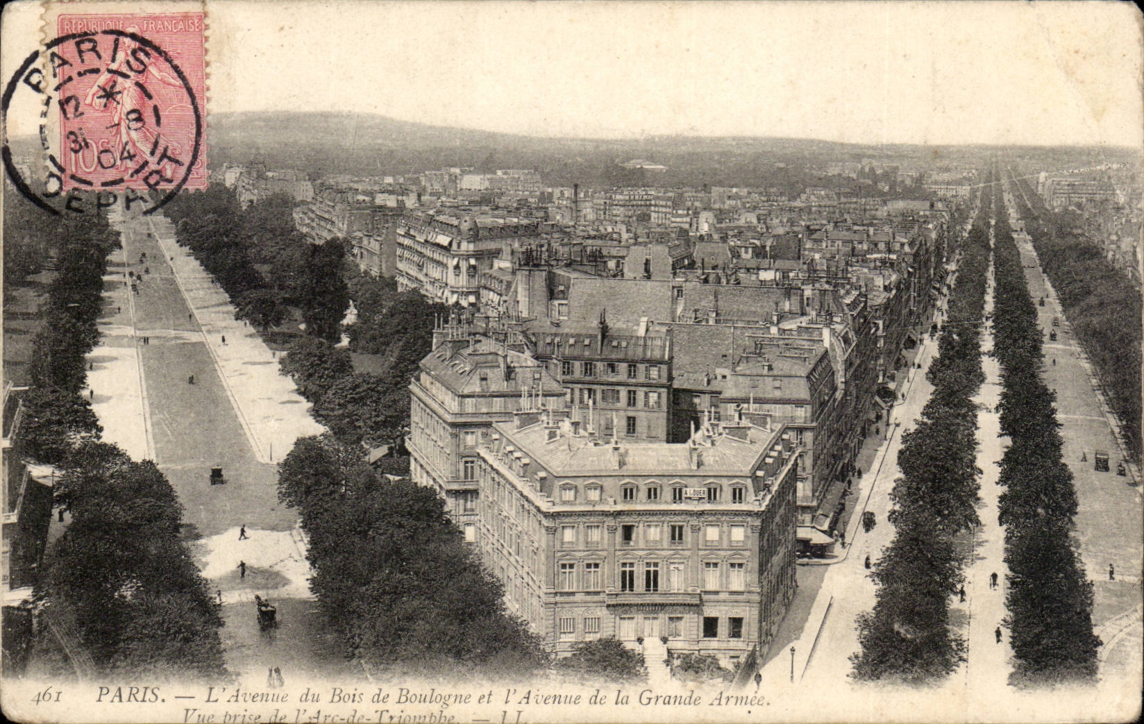 Paris CPA Avenue du Bois de Boulogne et Avenue de la Grande armee