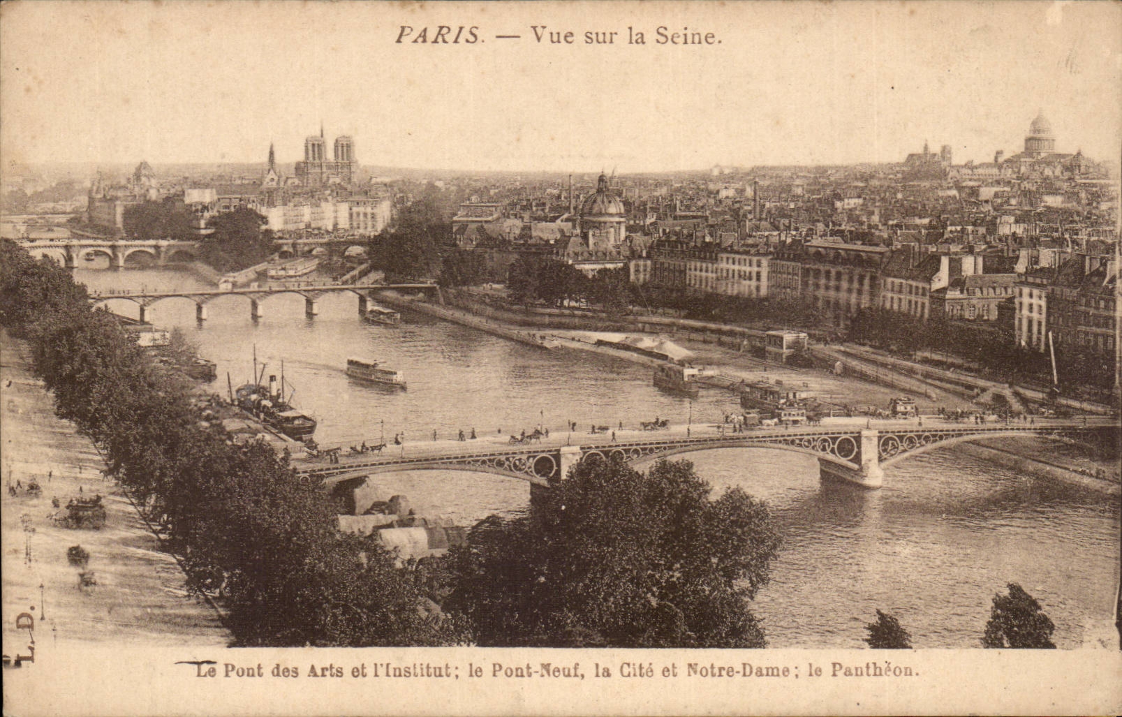 Paris CPA Vue sur la Seine pantheon Notre Dame Pont neuf
