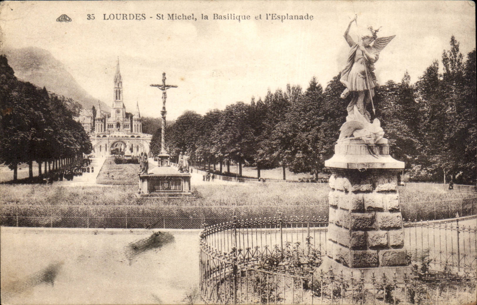 CPA Lourdes St Michel the basiliquet and the esplanade