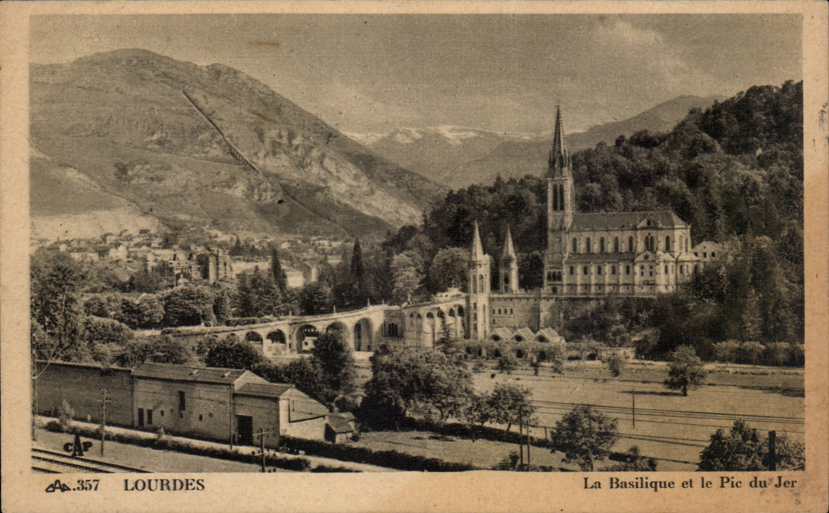 CPA Lourdes the basilica and the peak of Jer