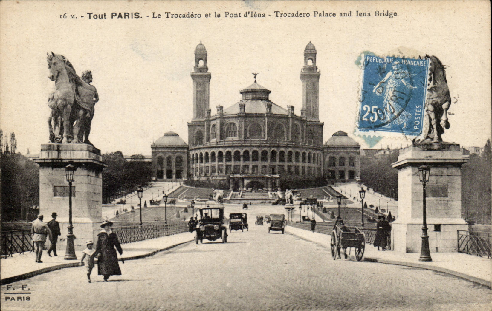Paris CPA Trocadero and the bridge of iena