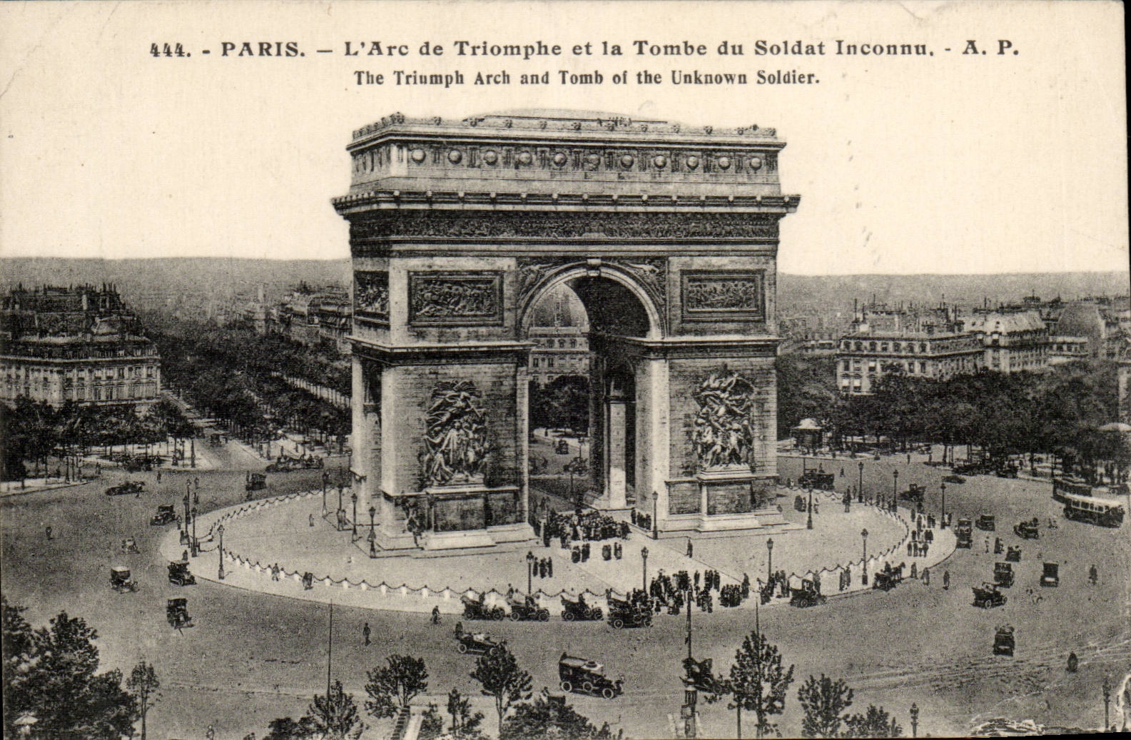 Paris CPA Arc de Triomphe and falls it from the unknown soldier