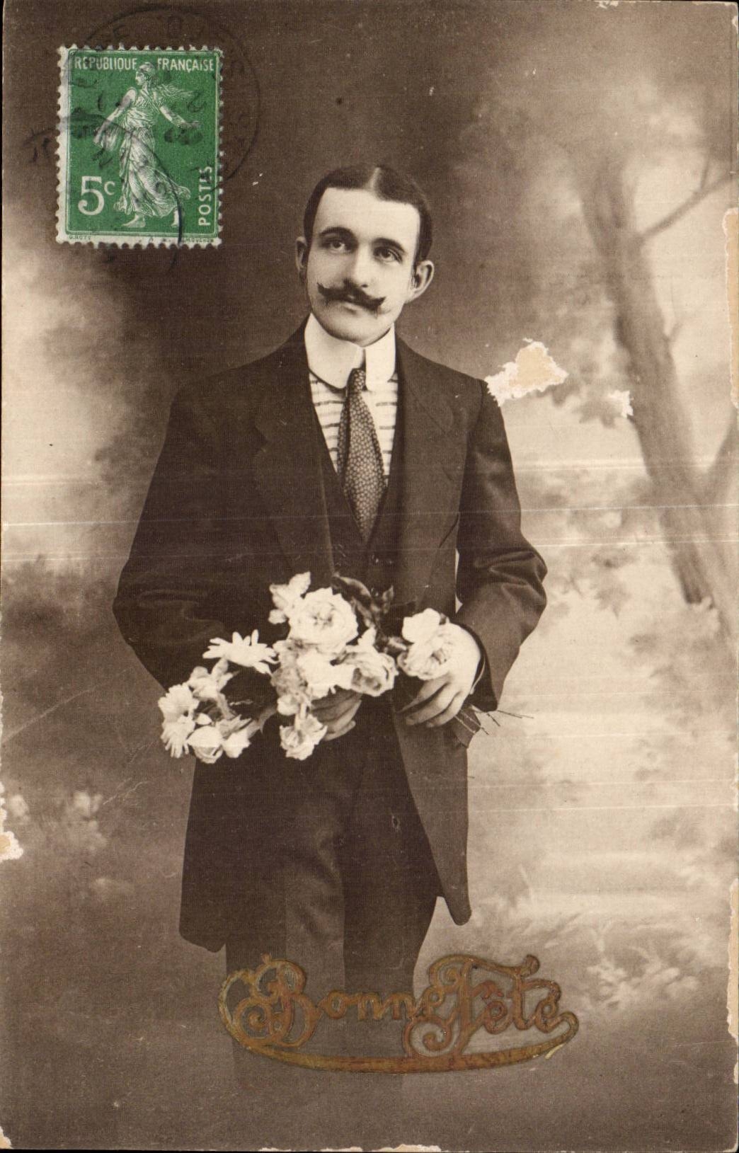 Fantasy - Man - Man with curved mustache - CPA