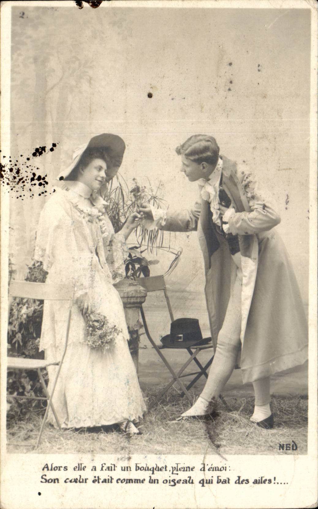 Fantaisie - Couple in elegant clothing - CPA 