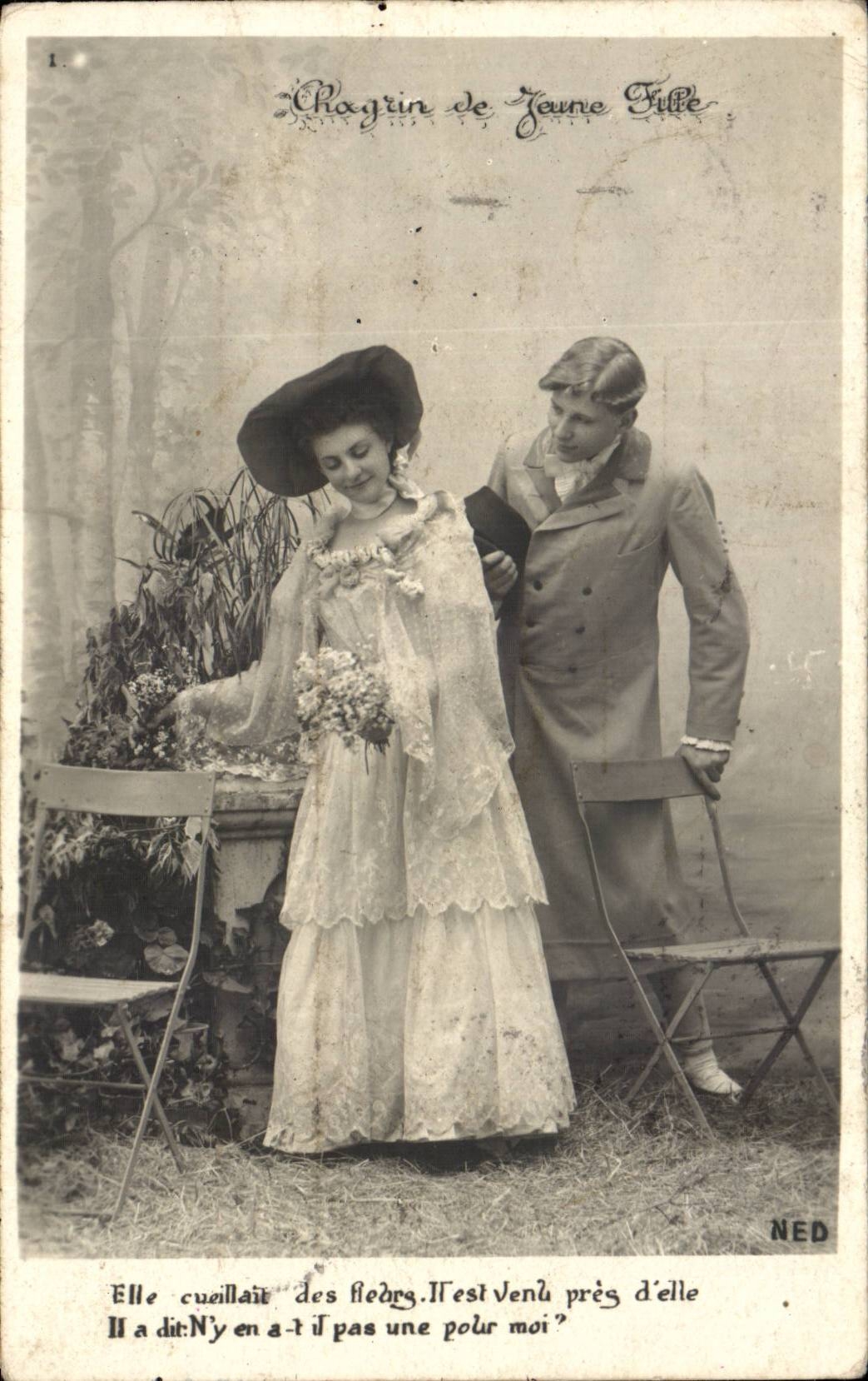 Fantaisie - Couple in elegant clothing - CPA 