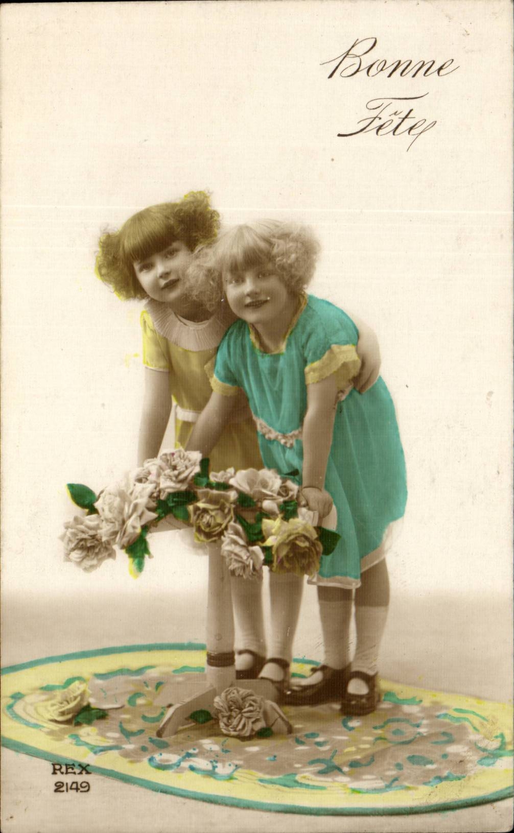 Fantasy - Child - Two darling little girls - colored card CPA