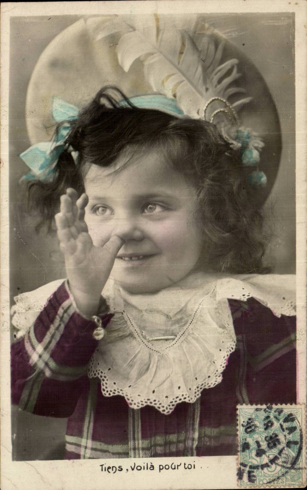 imagination - Child - Little Girl picking nose - CPA