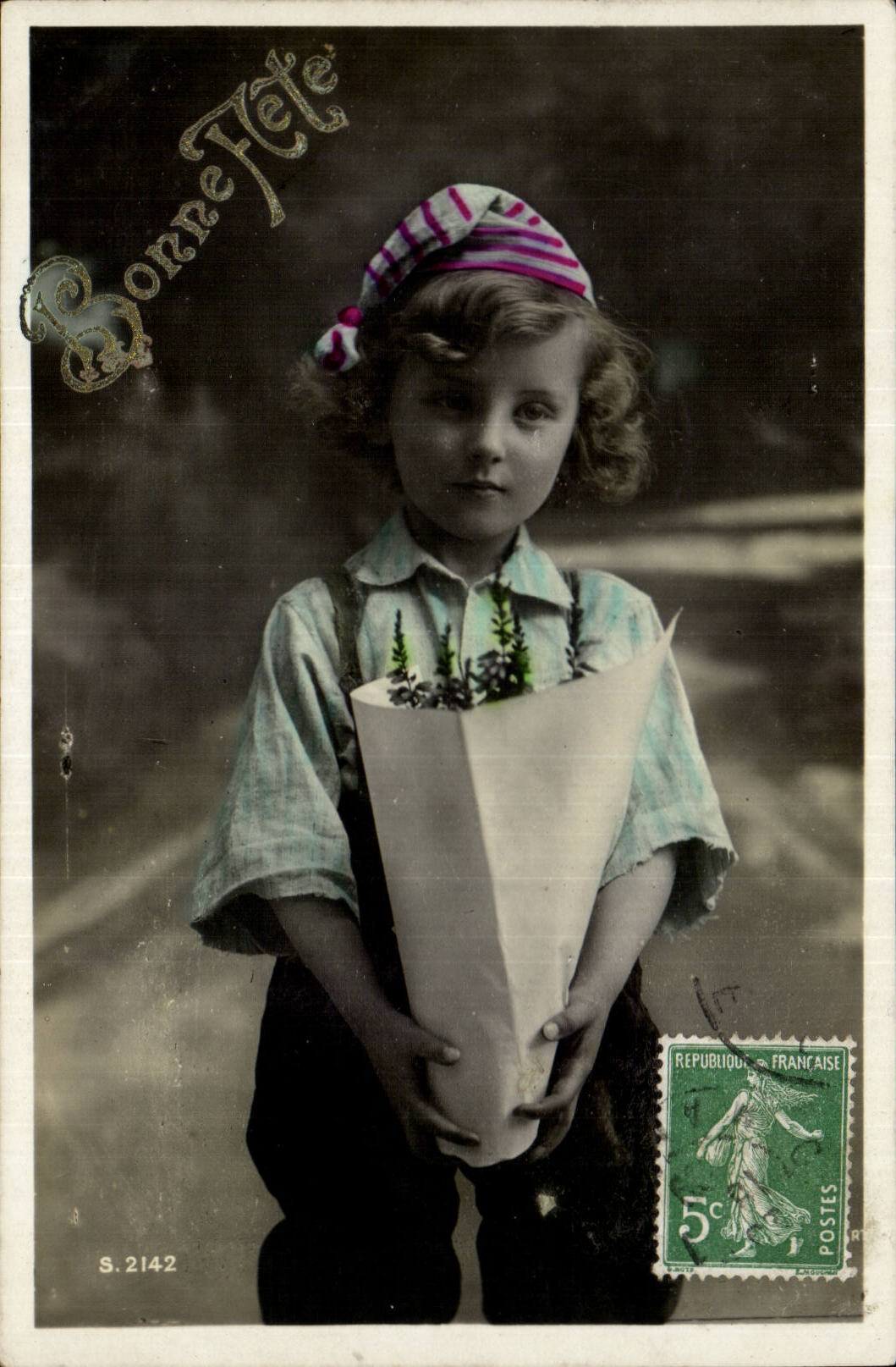 Fantasy - Child - Little girl with striped course - CPA