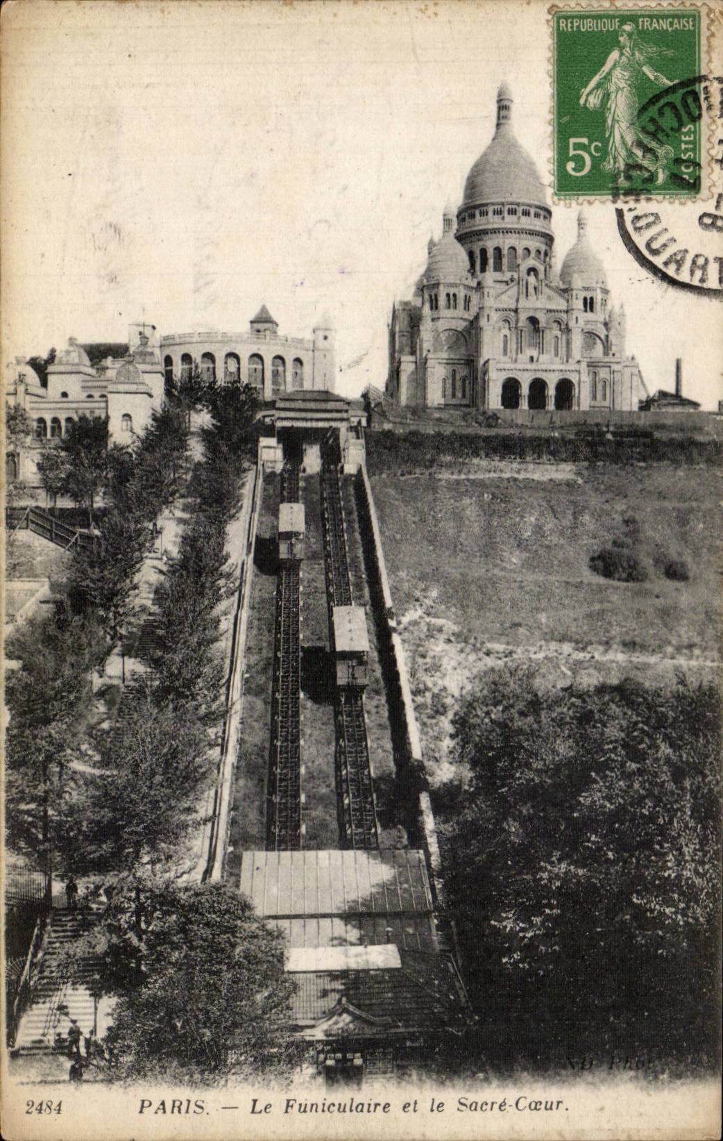 CPA Paris Funiculaire et le Sacre Coeur Montmartre