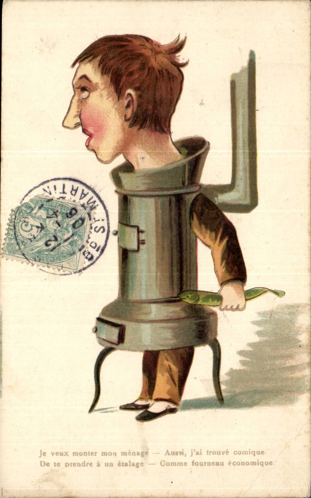 CPA Fantaisie Je veux monter mon menage