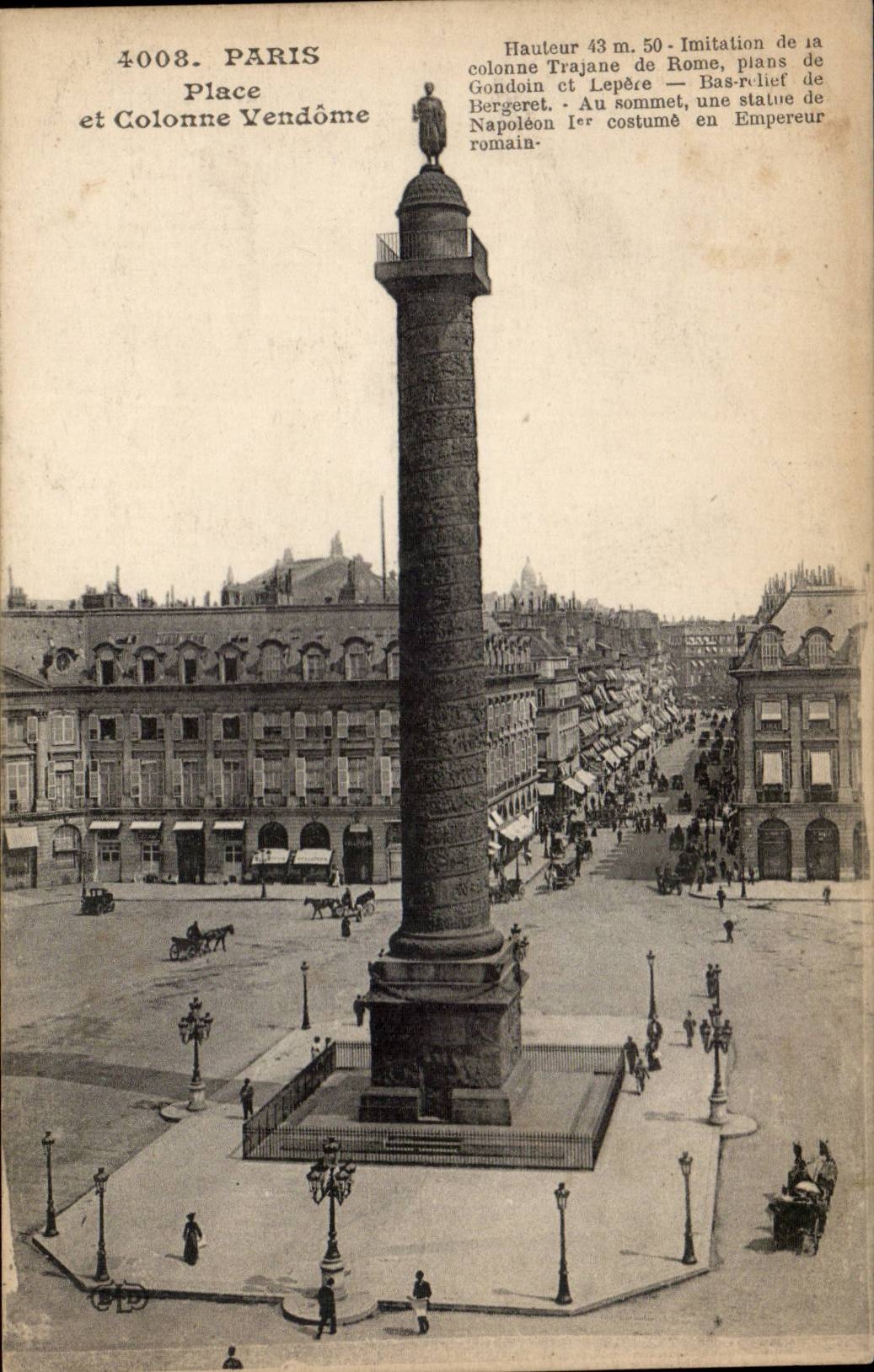 Paris CPA Places and Vendome column