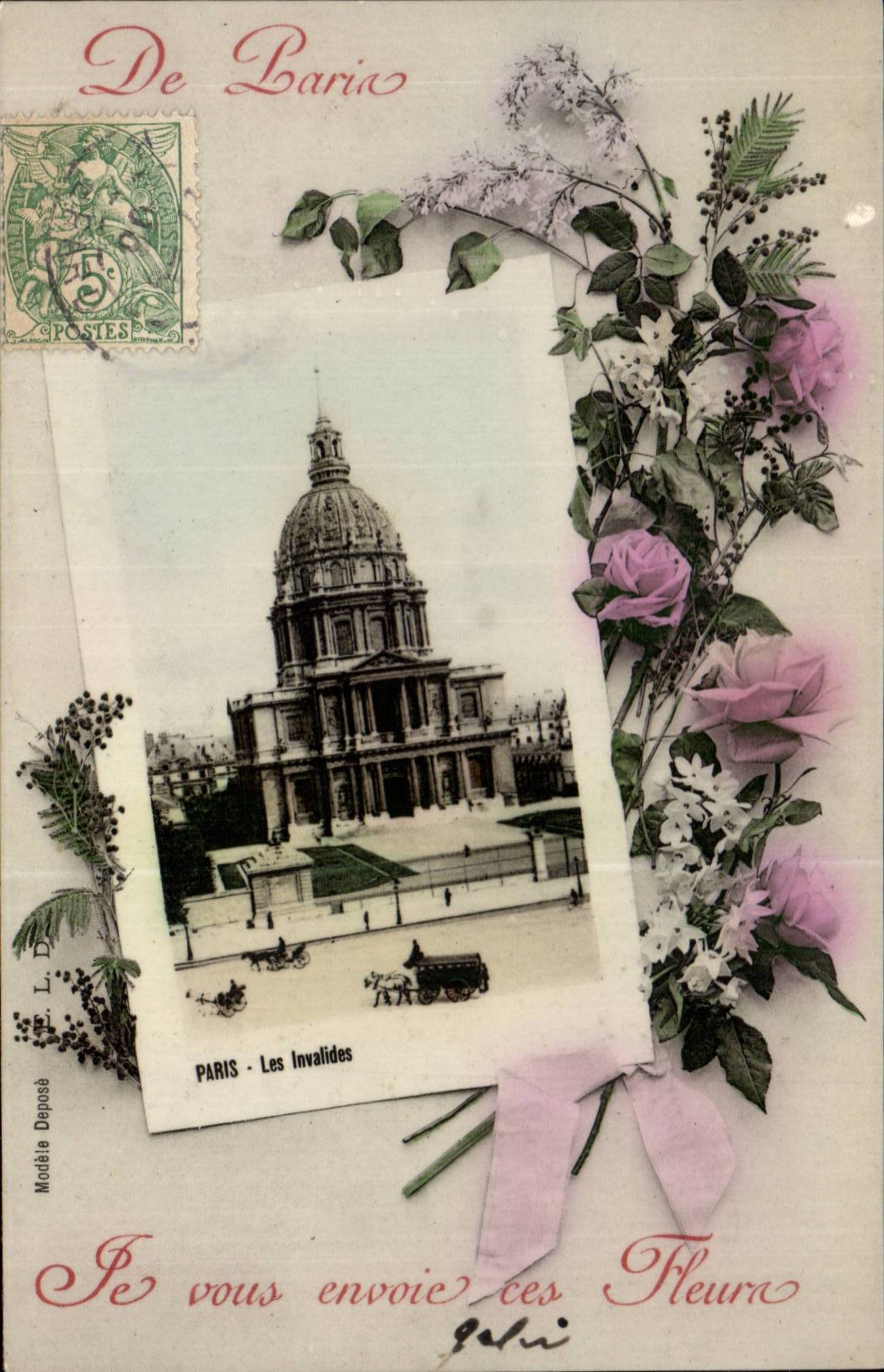 Paris CPA Of Paris I send these flowers to you