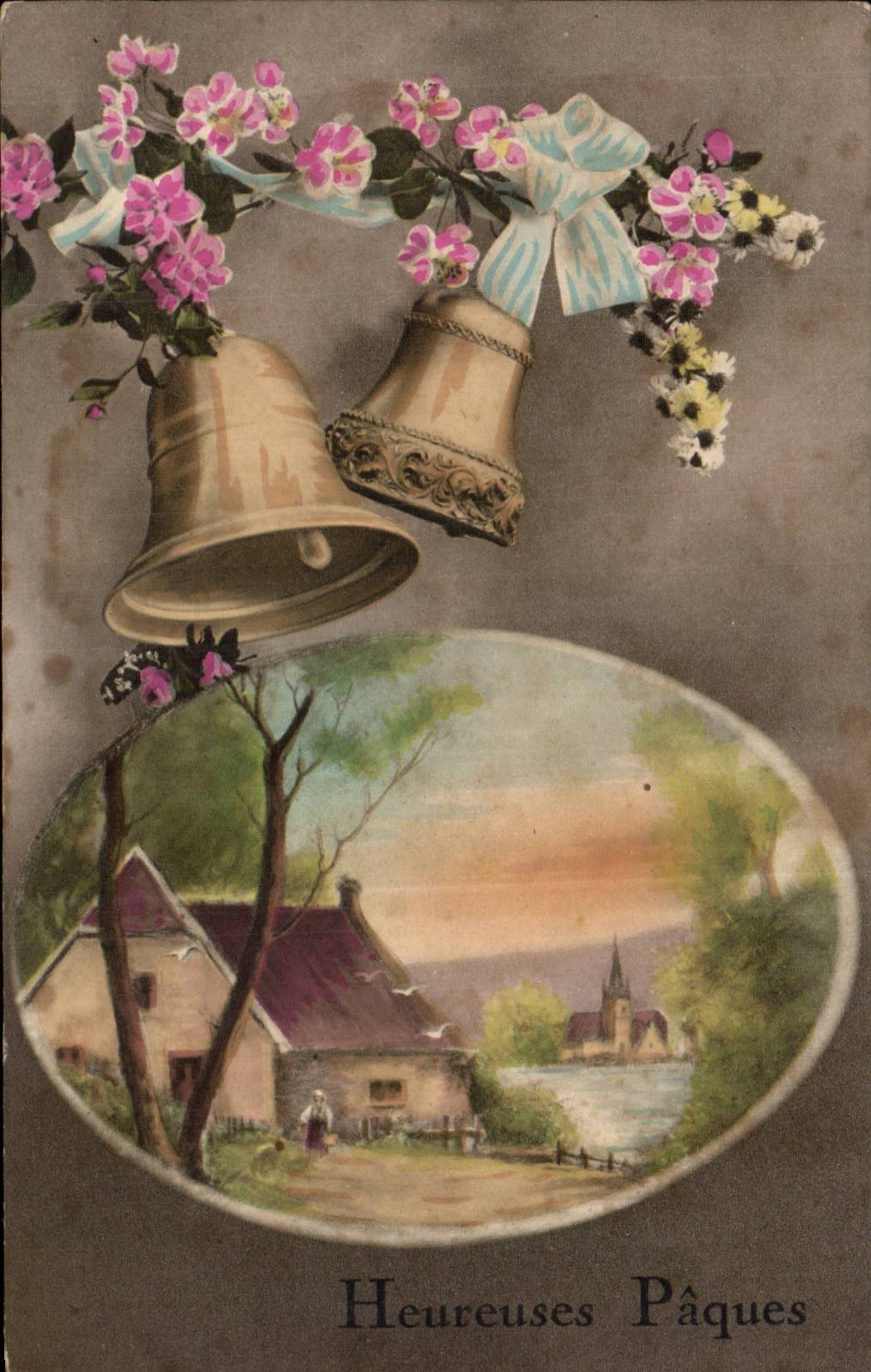 Gluckliches CPA Phantasie-Dorf Ostern Ostern