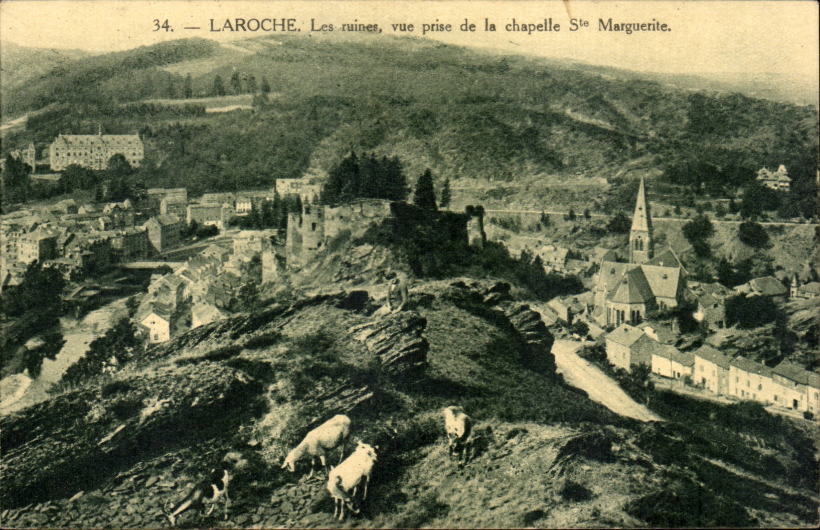CPA Laroche ruins seen from of the vault co Marguerite goat goat