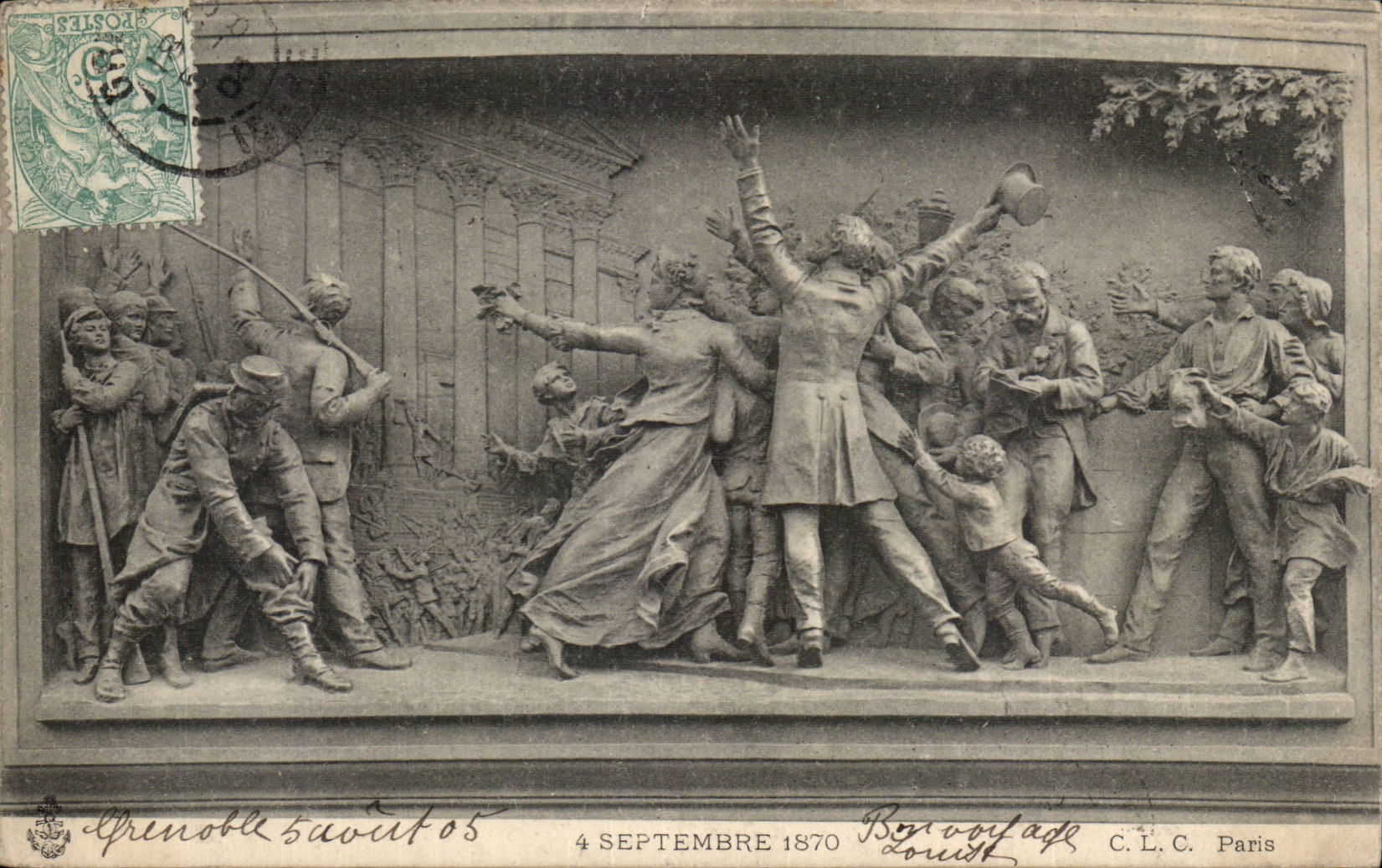 Paris 10 - Place Republic - low relief - detail - CPA