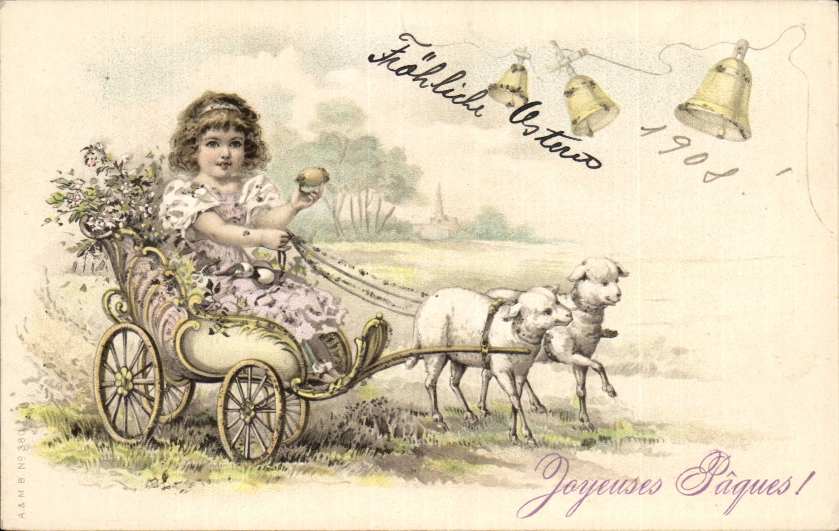 Fantasy - Children - Ostern - Easter - Easter - Scharf - sheep - sheep - CPA