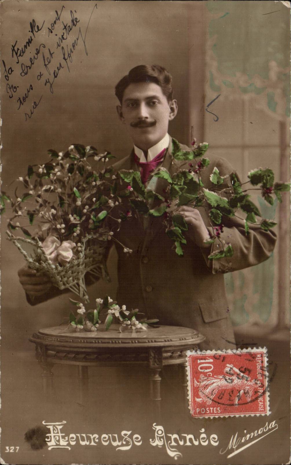Fantasy - Man - Man with broad bouquet CPA