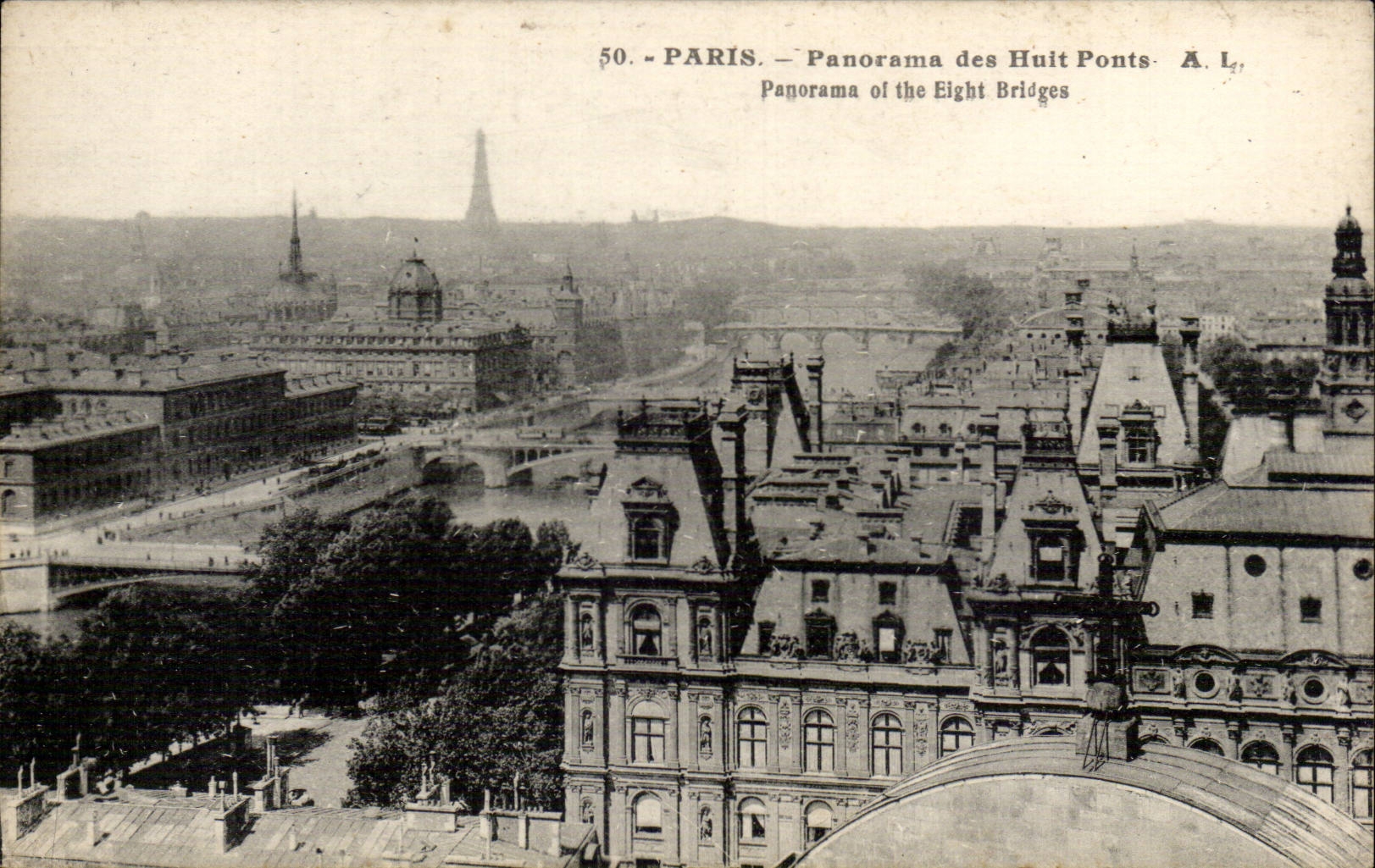 Paris - 1 - Panorama des Huit Ponts Tour Eiffel - CPA