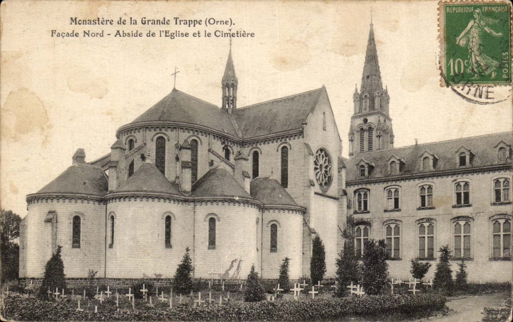 Monastere de la grande trappe Facade nord Abside de l'eglise et le cimetiere CPA 