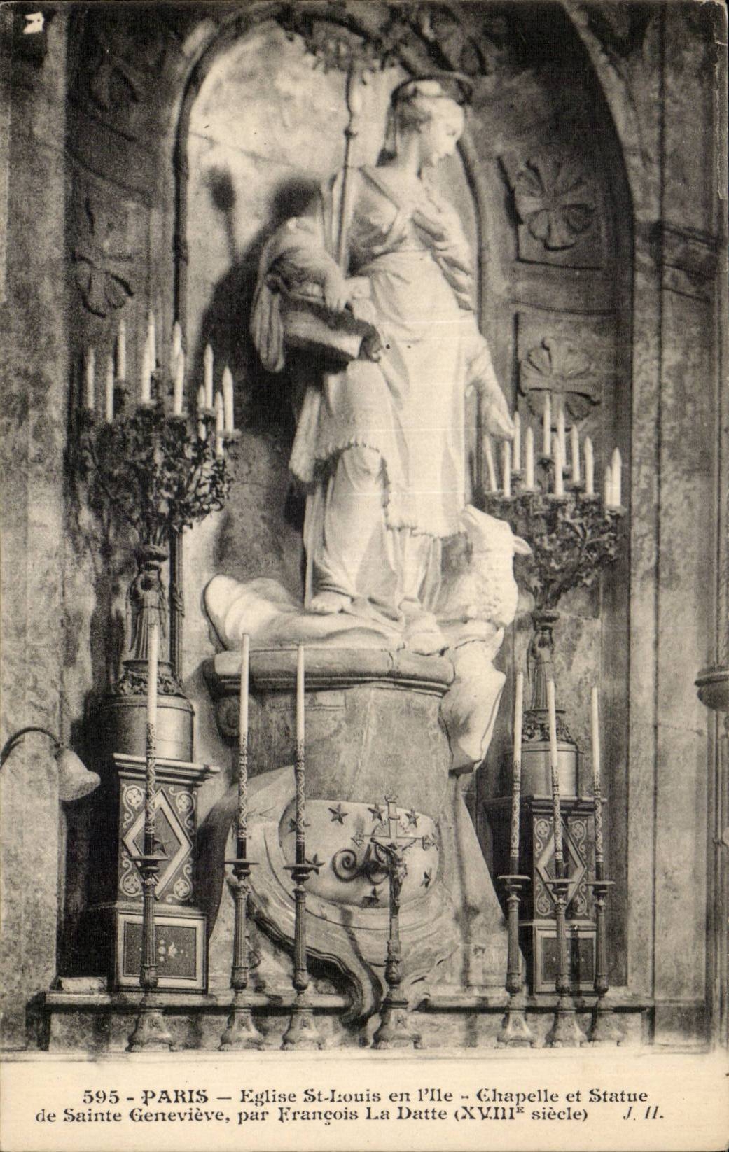 Paris CPA Church St louis of the island Vault and Statue of Sainte Genevieve per François the date