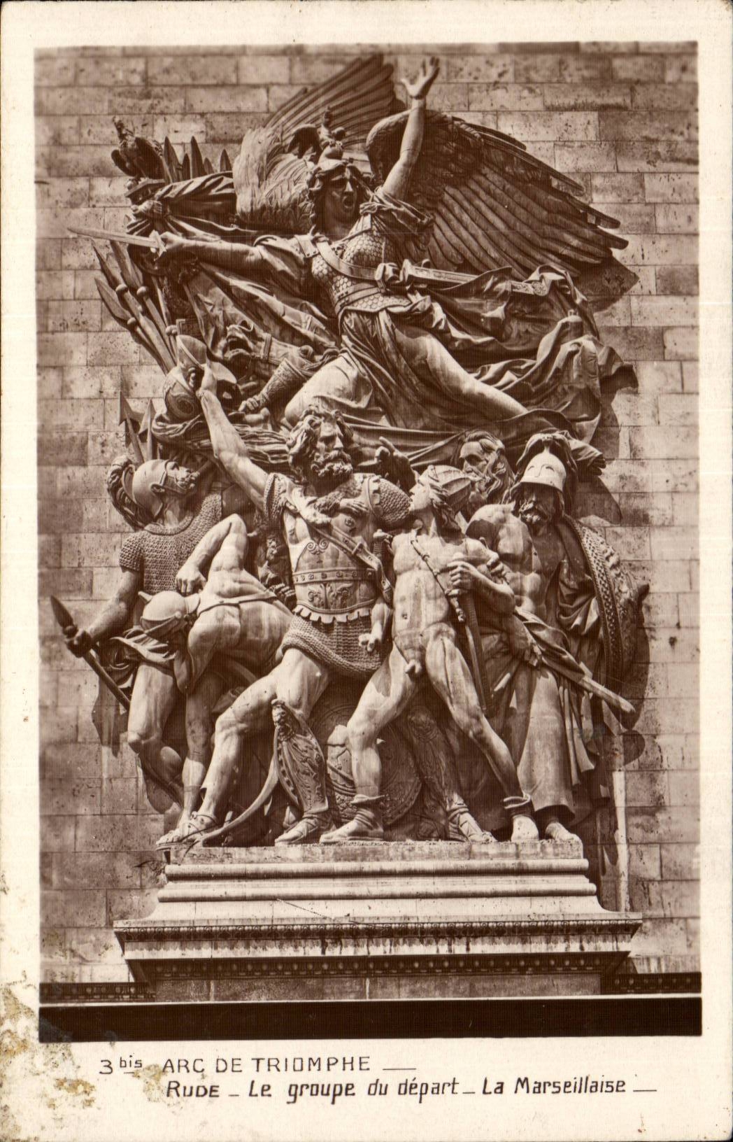 CPA Paris Arc de Triomphe Hard the group of the departure the Marseillaise