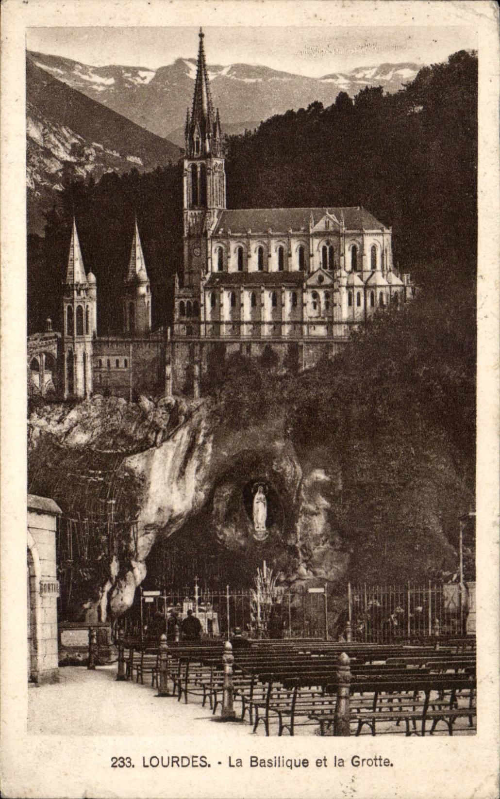 CPA Lourdes Basilica and the cave