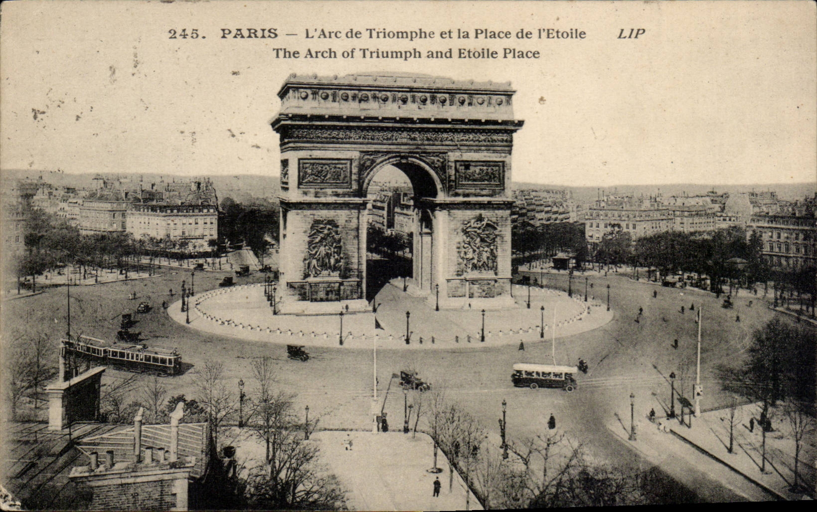 Paris CPA Arc de Triomphe and places star