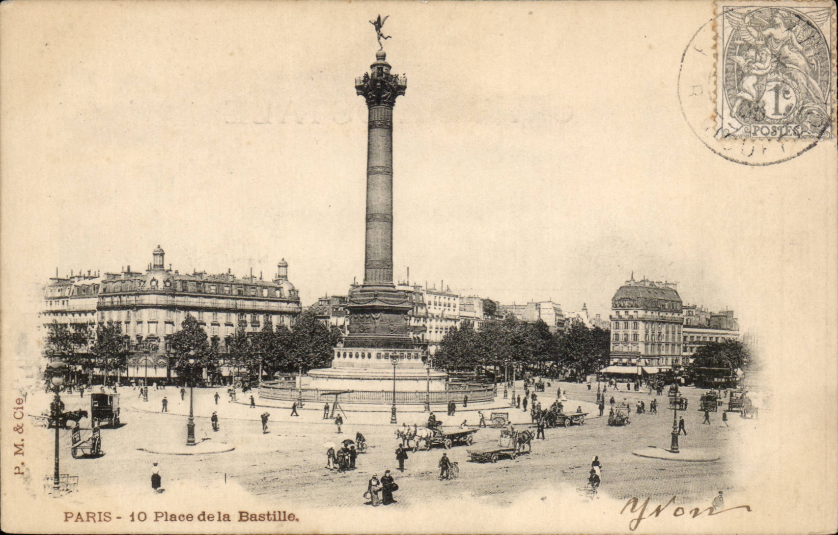Paris CPA places Bastille Column of July