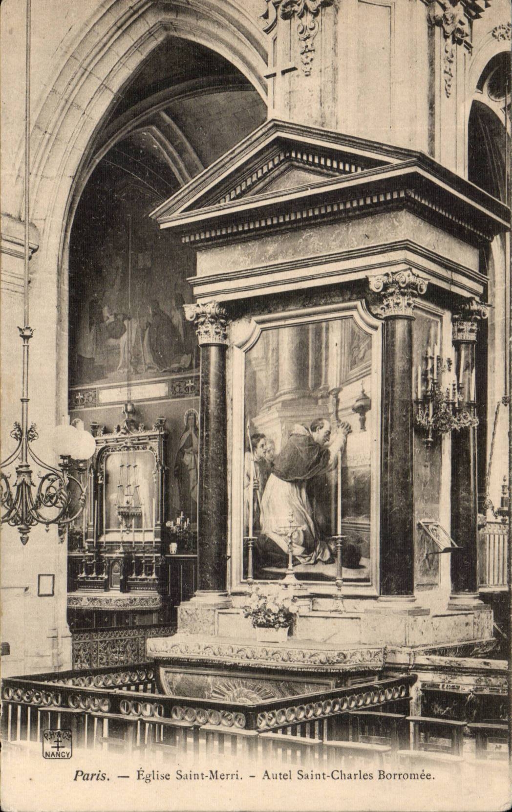 Paris CPA Eglise Saint Merri Autel Saint Charles Borronee